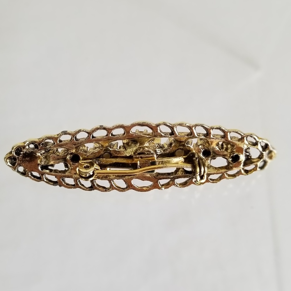 Vintage Gold Rhinestone Brooch - Picture 3 of 3
